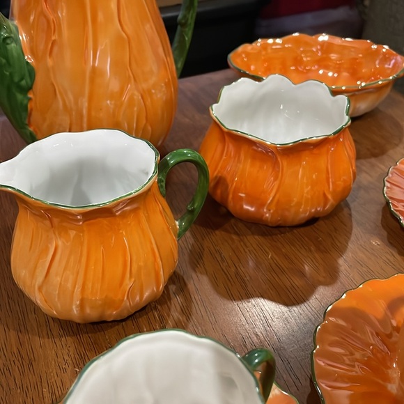 VTG P.A.L.T. Czech Orange Lusterware Tea Set - Picture 8 of 14